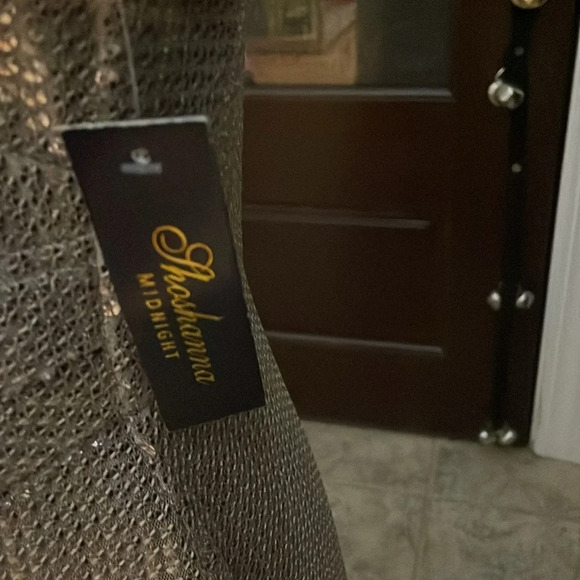 NWT SHOSHANNA Midnights Silver Tessa Sequin Dress Size 12 - Picture 3 of 11